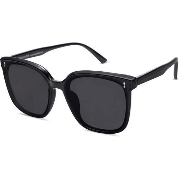 Sojos Retro Square Polarized Women Black Trendy Oversized frames Sunglasses - Picture 1 of 6
